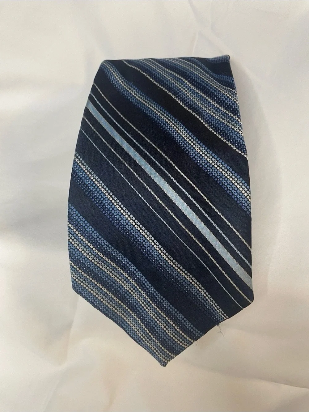 Dior Striped polyester Tie in Navy and Light Blue